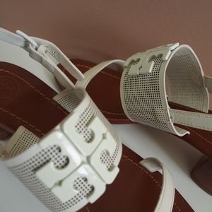 Tory Burch Lowell II Perforated Sandals-S:8 Ivory
